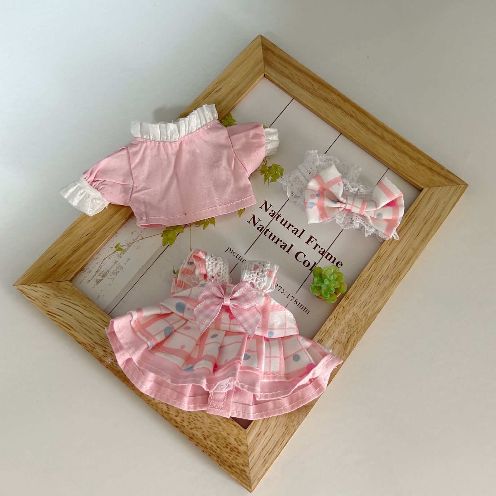 2着セット】ぬい服 10cm ツイード 推し活 ぬい活 ピンク 水色