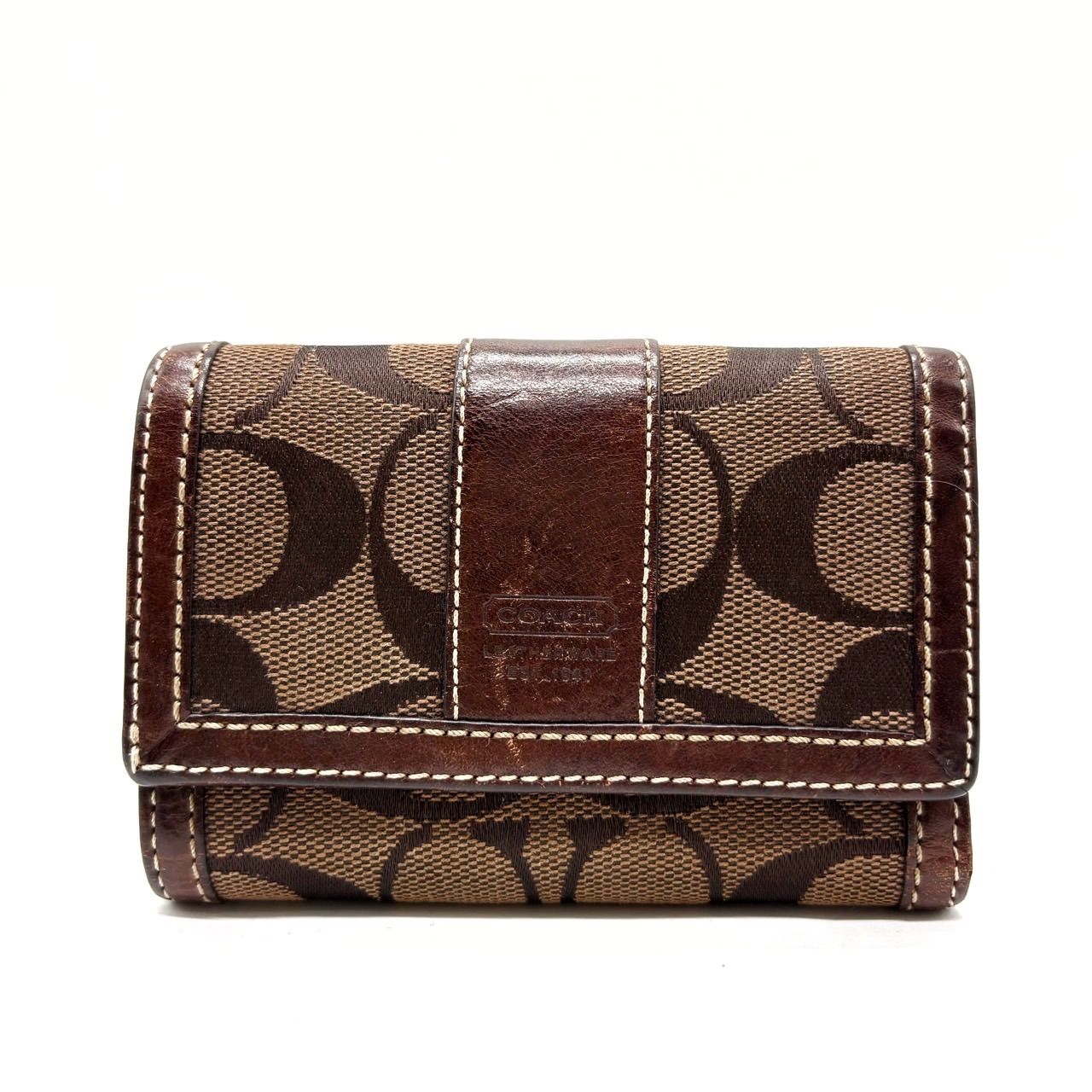 格安? COACH コーチ 三つ折り 財布 コンパクトウォレット シグネチャー 