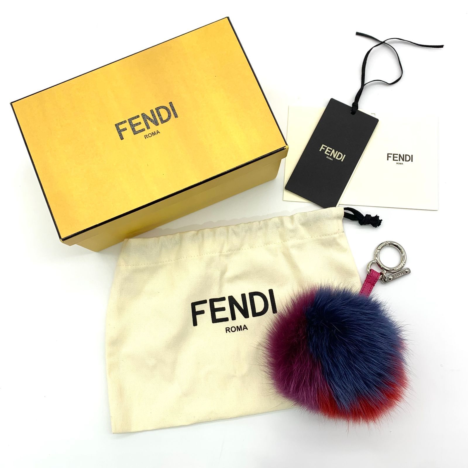 ▽【未使用品】フェンディ/FENDI ファーチャーム レッド×ブルー 