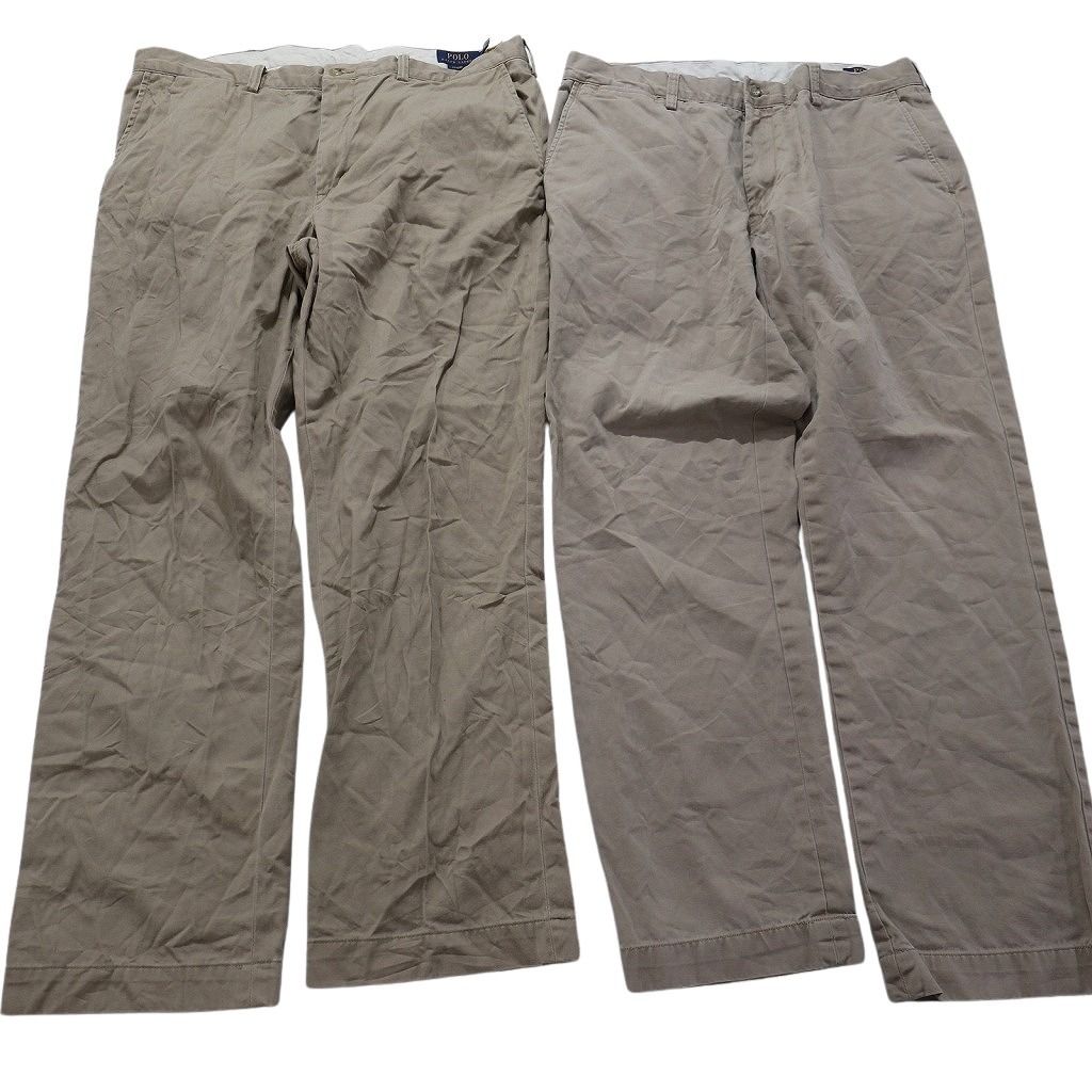 古着卸 まとめ売り ラルフローレン ポロ チノ パンツ 8枚セット メンズ 36 ネイビー 革パッチ ベージュ ブラック ２タック 古着 NB9851