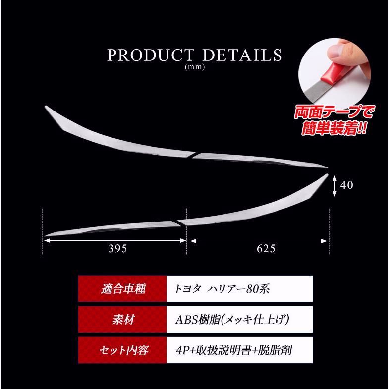 ハリアー 80系 アイライン 外装パーツ メッキパーツ ドレスアップ カスタム ABS樹脂 シェアスタイル