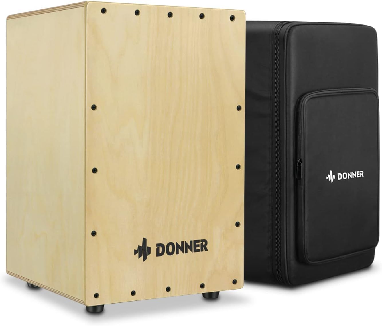木製 打楽器 フルサイズ ボックスドラム Cajon 内部ギター弦 カホンバッグ ゴム足付き カホン ストリング 上品なバーチ Donner 30*30*48cm DCD-1