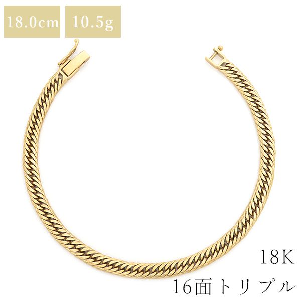 18金K18喜平ネックレス25.4g 50cm トリプル12面メンズ