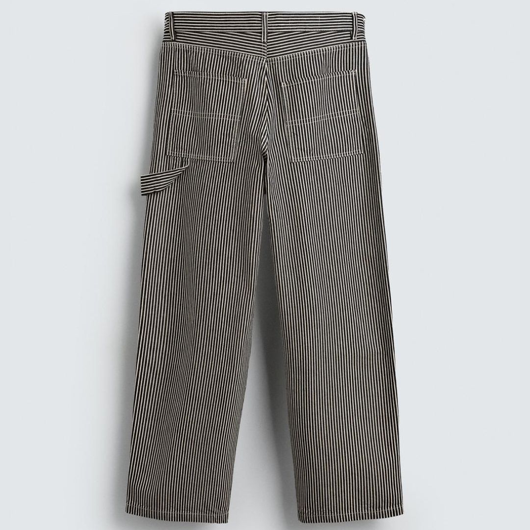 ZARA ストライプ柄リラックスフィットパンツ メンズ - メルカリ