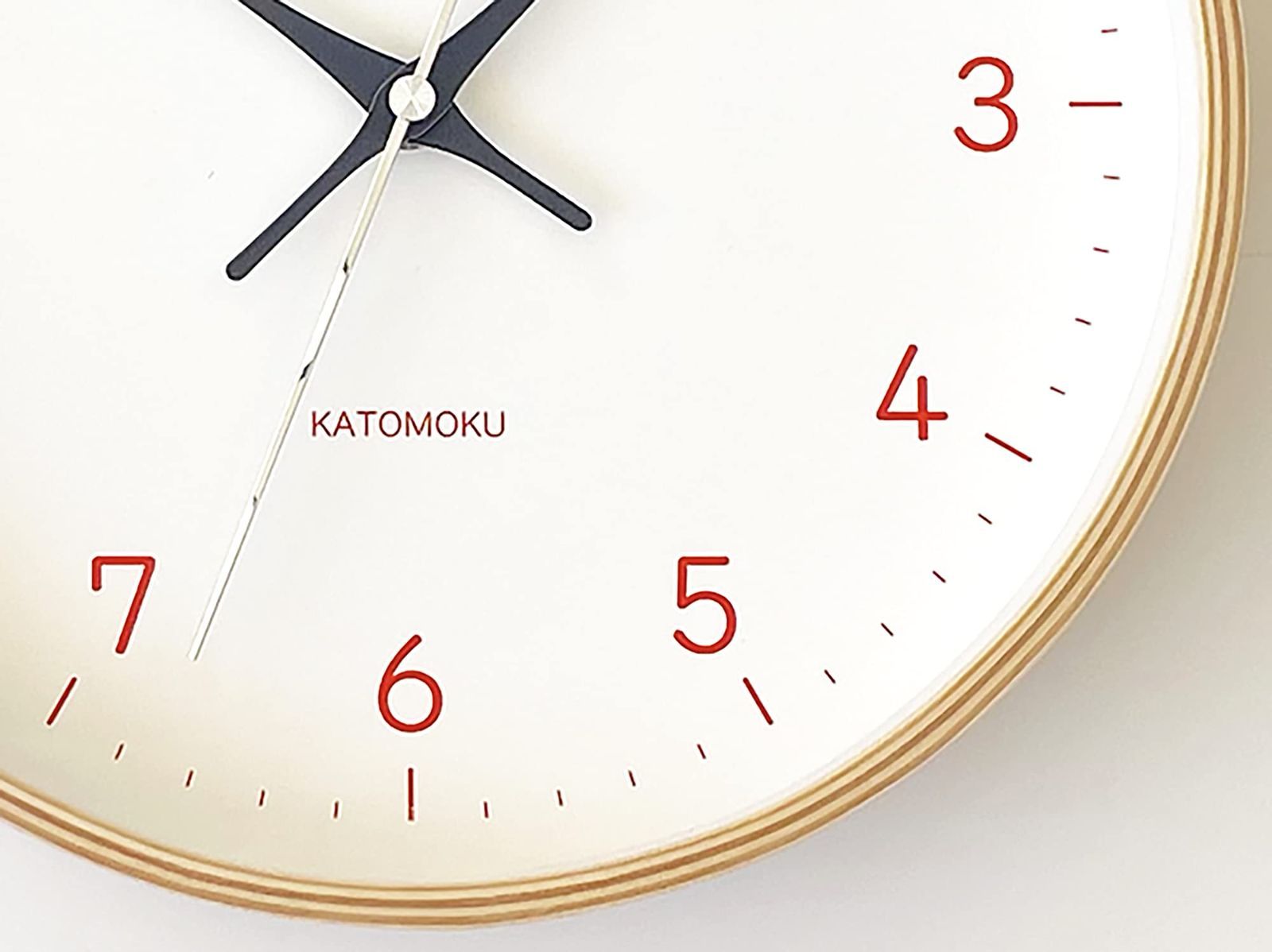 数量限定】clock 22 plywood 電波時計 オレンジ スイープ（連続秒針