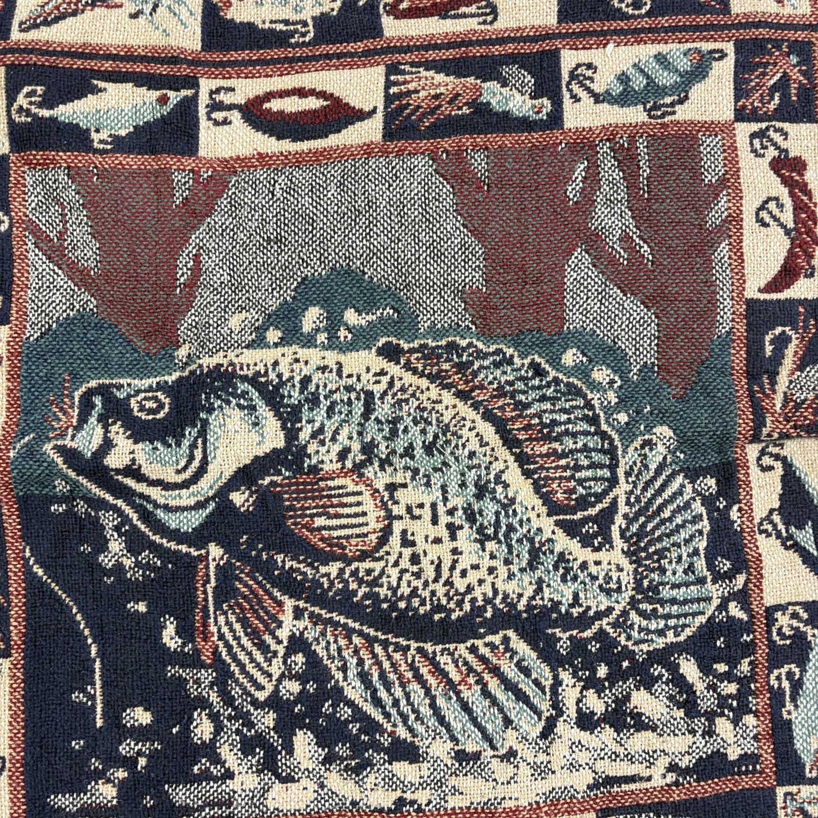 vintageラグ カーペット USA製 フィッシング 魚 1434 - メルカリ