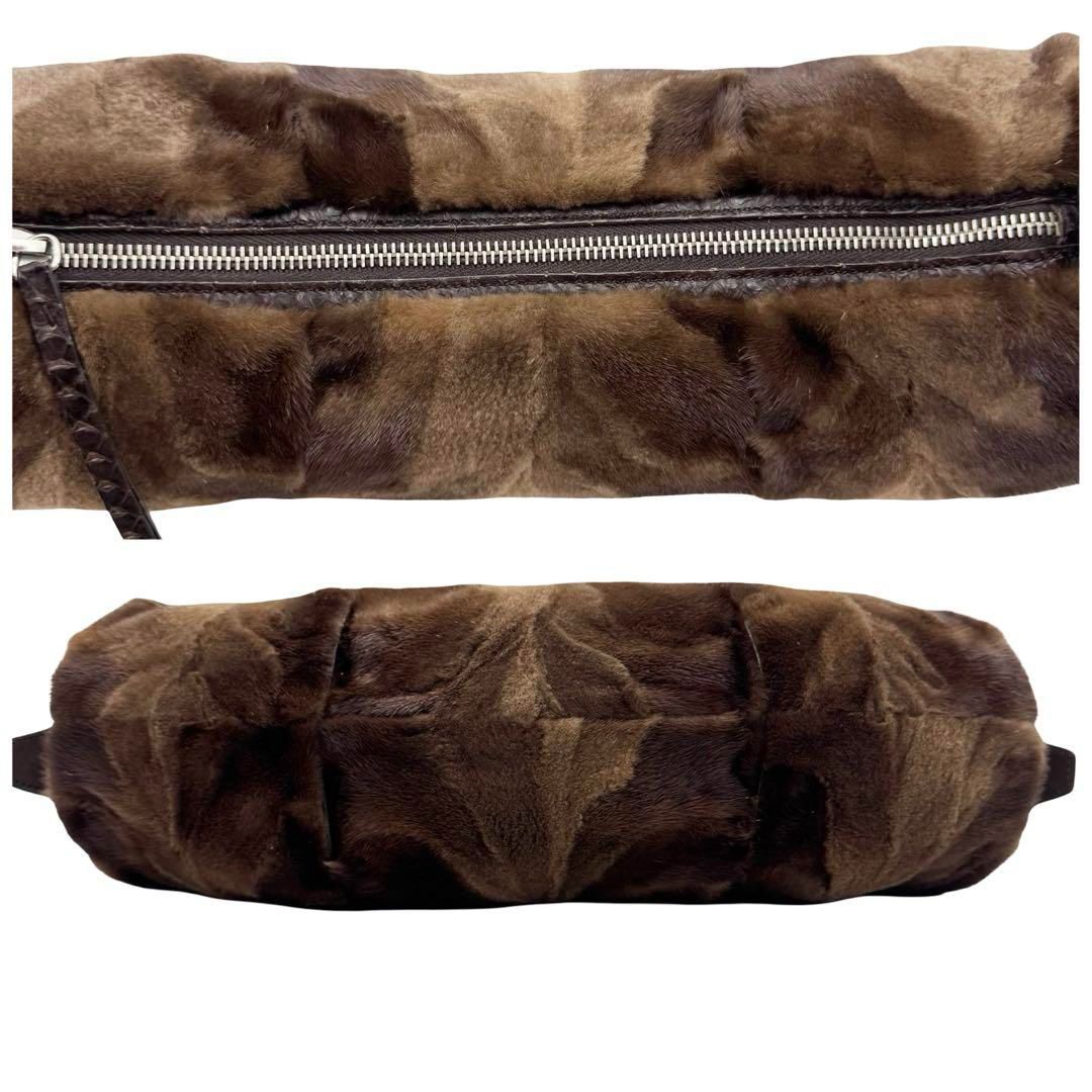 TOD'S トッズ ファー×パイソン型押 レザー ワンショルダーバッグ