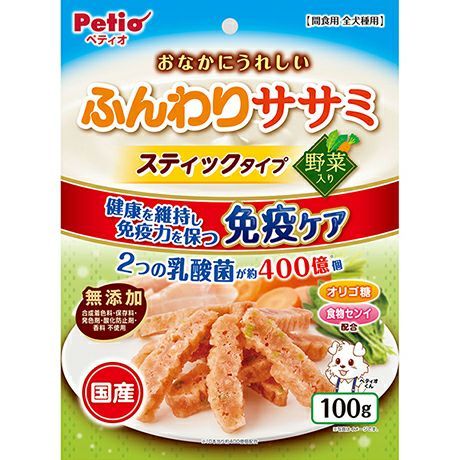 同梱不可 30個セット ペティオ ペティオおなかにうれしい無添加ふんわりササミスティックタイプ野菜入り100g
