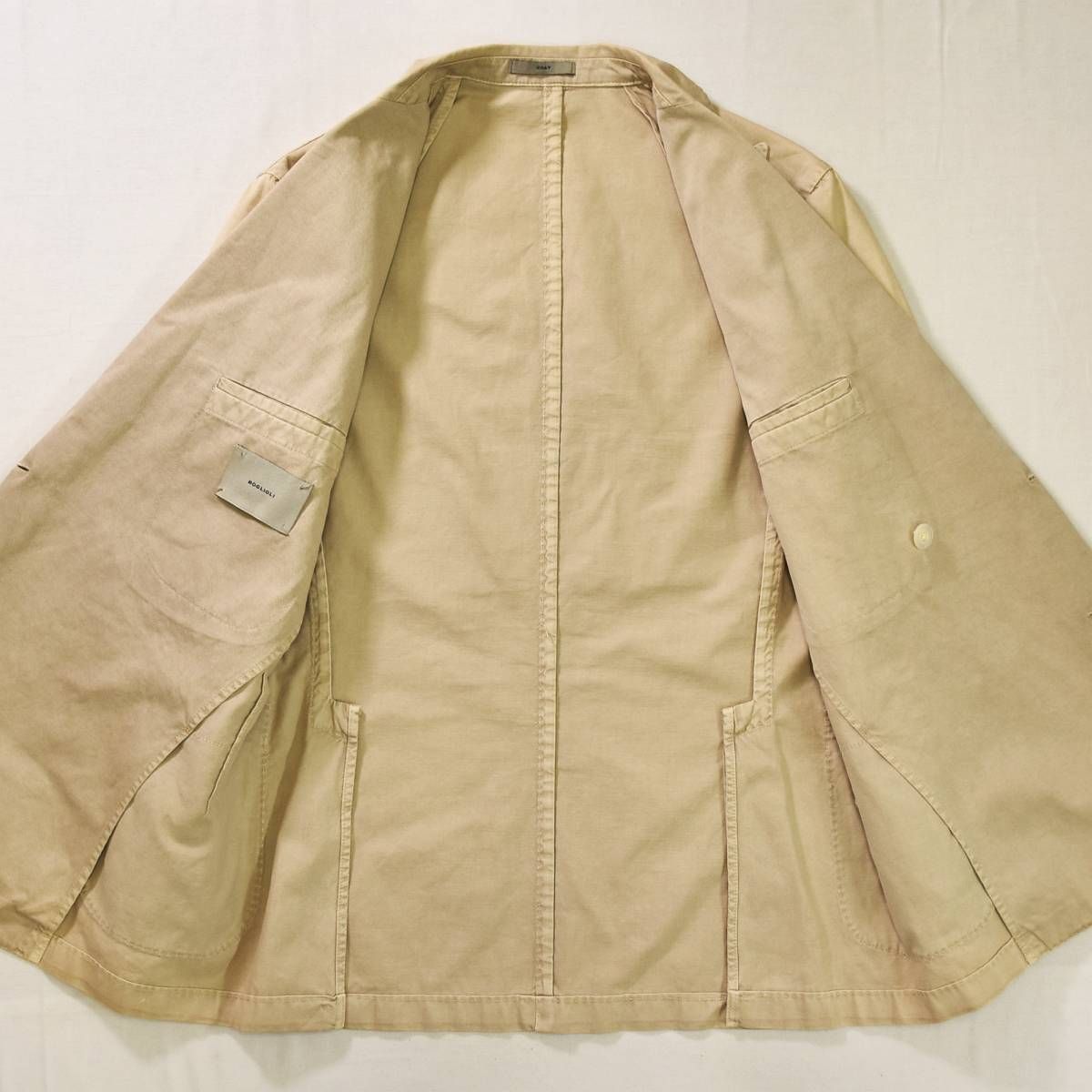 BOGLIOLI COAT ガーメントダイ アンコンジャケット イタリア製 48 最高級】 イタリア製 ボリオリ BOGLIOLI COAT ガーメントダイ