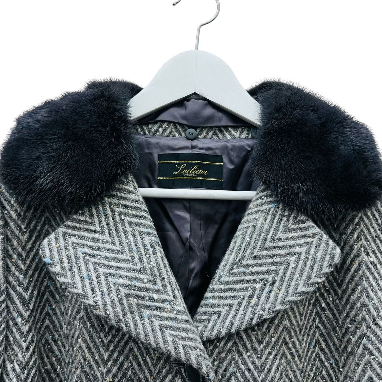 極美品　Leilian レリアン カシミヤ100% リアルファー 2way Leilian レリアン 最高級 カシミヤ100% ミンクファー ダブル コート