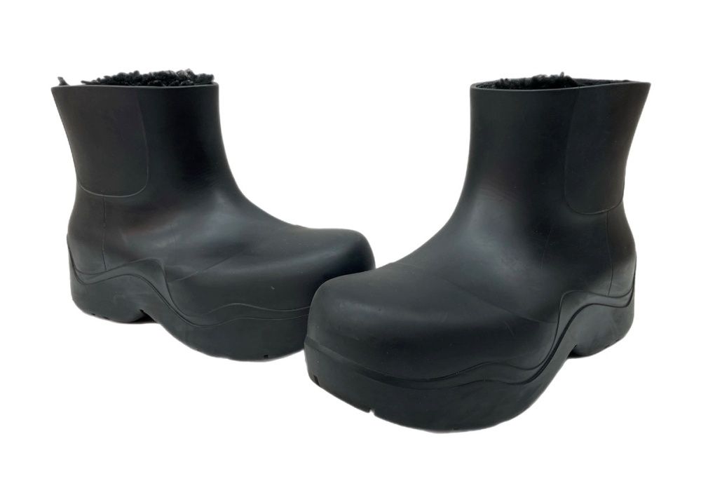 ボッテガヴェネタ BOTTEGA VENETA PUDDLE BOOT パドル ブーツ レイン ショート シューズ 内側ボア 長靴 黒 676889 V1BM0 1000 メンズ靴 レインシューズ 長靴 ブラック サイズ 42 104S-978
