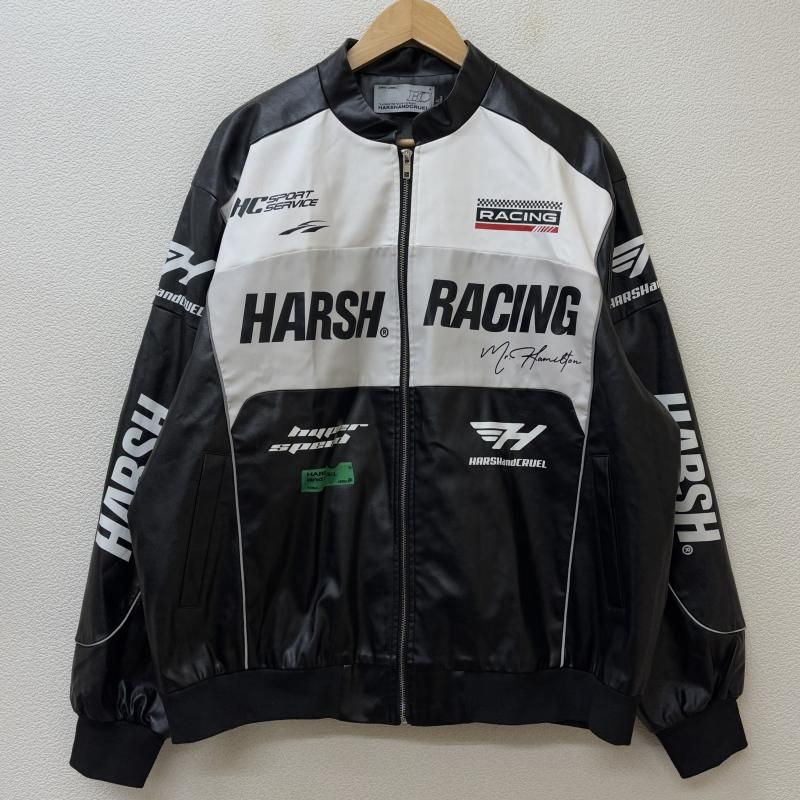 古着 ジャケット 上着 ジャンパー ブルゾン HARSH AND CRUEL ハーシュアンドクルーエル ロゴ フェイクレザー レーシング
