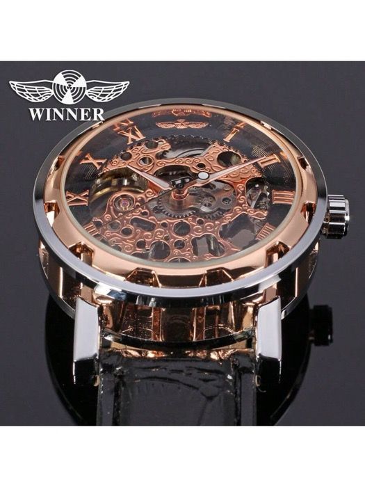 腕時計 メンズ 機械式 - ウィナー クロック スケルトン トップブランド ラグジュアリー メカニカルウォッチ