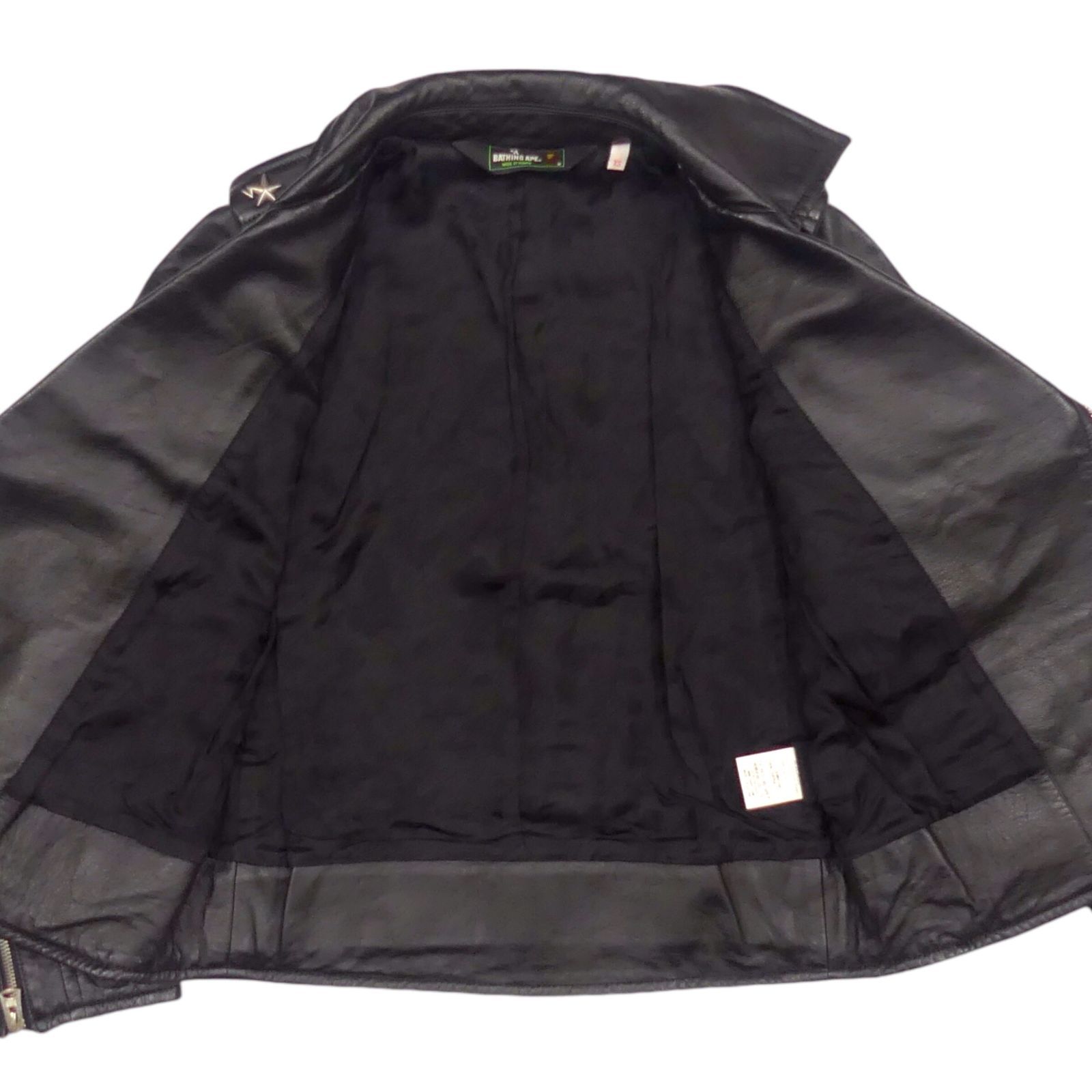 A BATHING APE エイプ ライダースジャケット 本革 ダブル メンズ