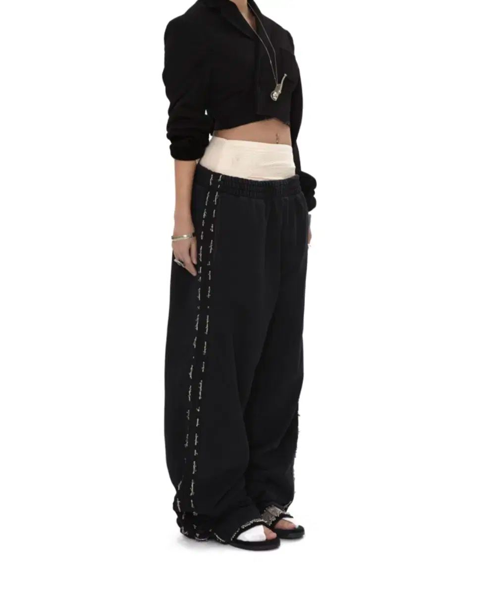 604service BEADED TRACK PANTS Beaded School Logo Track Pants