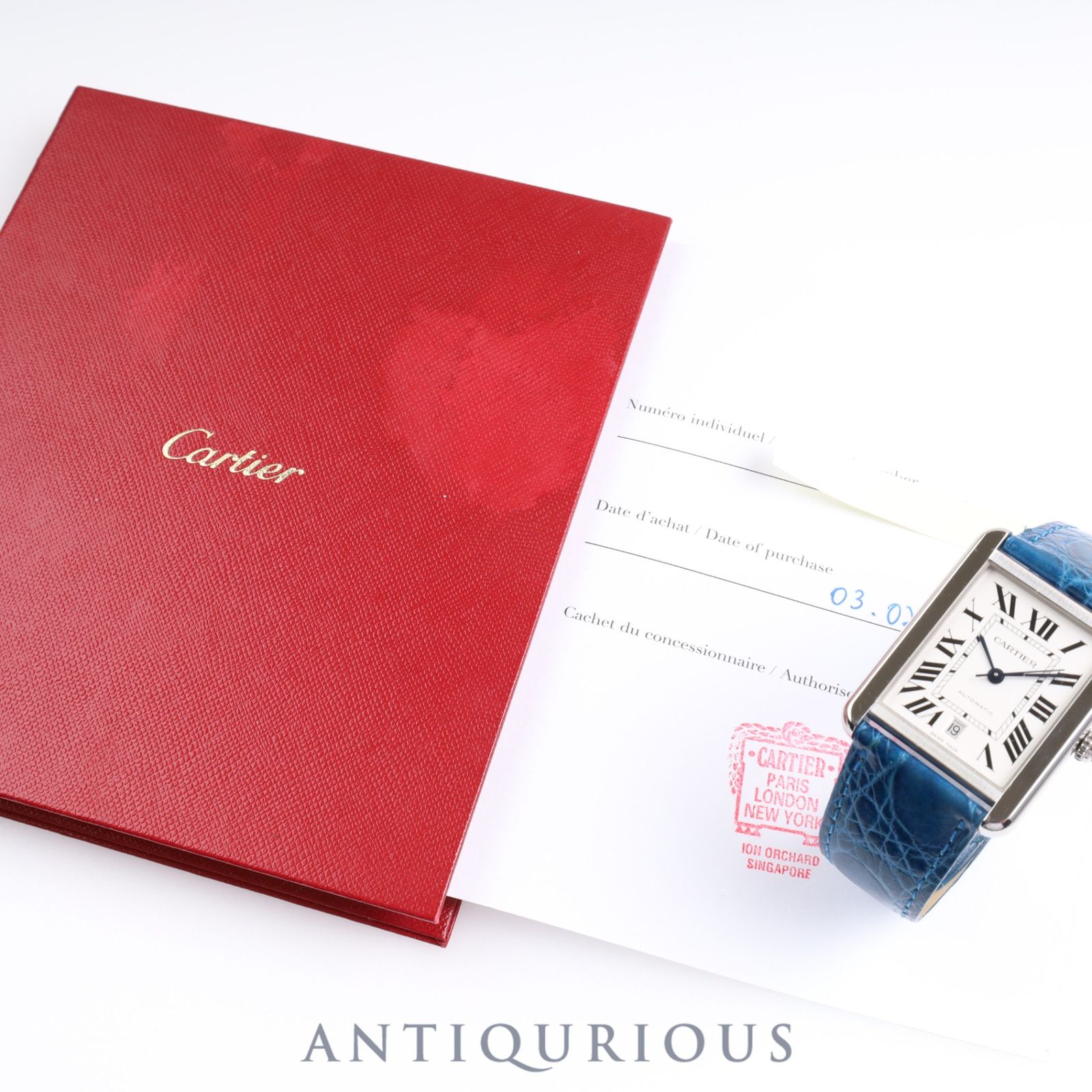 CARTIER カルティエ タンクソロ XL AT Cal.049 W5200027 SS 革 シルバー文字盤 保証書（2015年）  コンプリートサービス済み