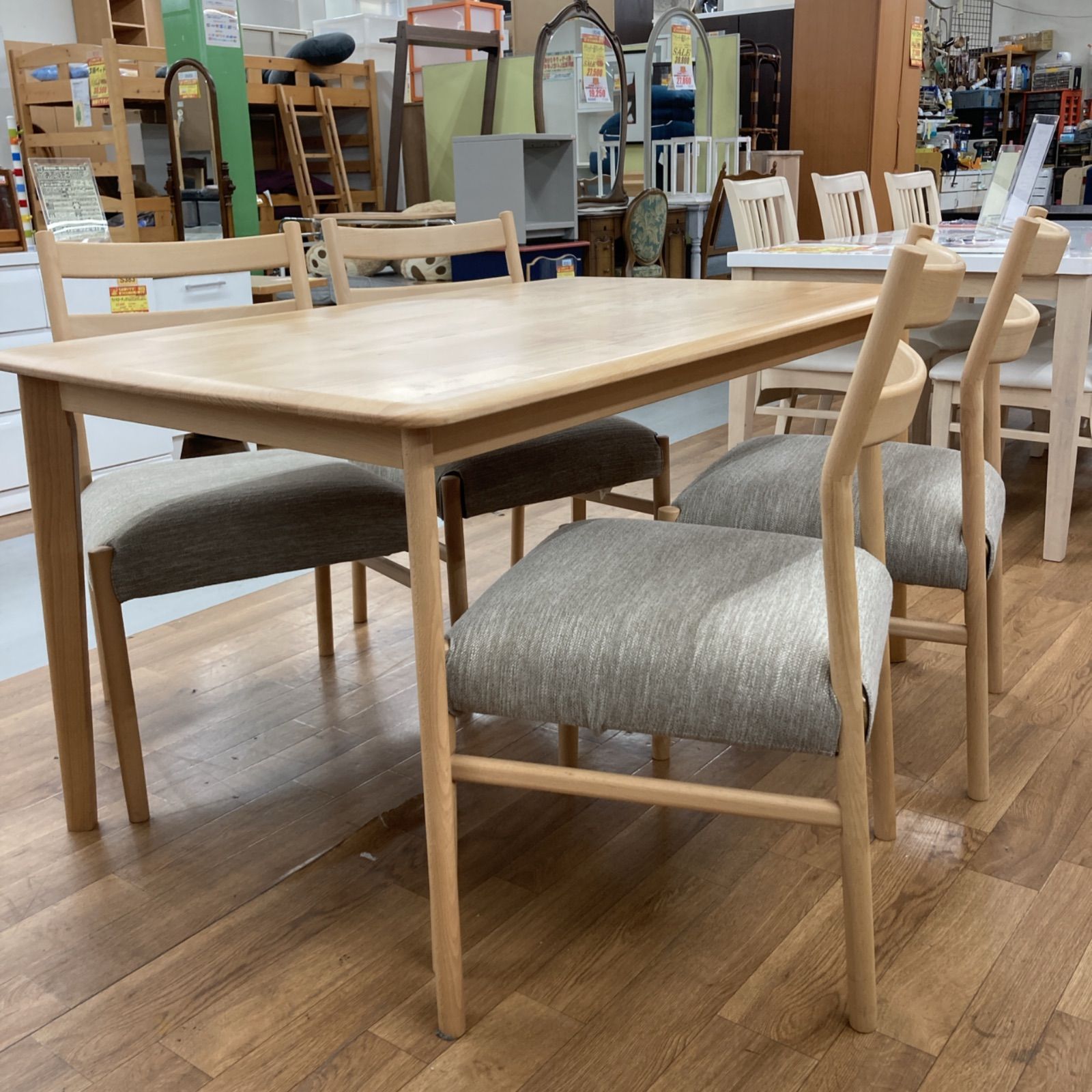 名古屋市近郊送料設置無料 S716 NITORI ニトリ ダイニング5点セット Nコレクション 無垢材 幅135cm