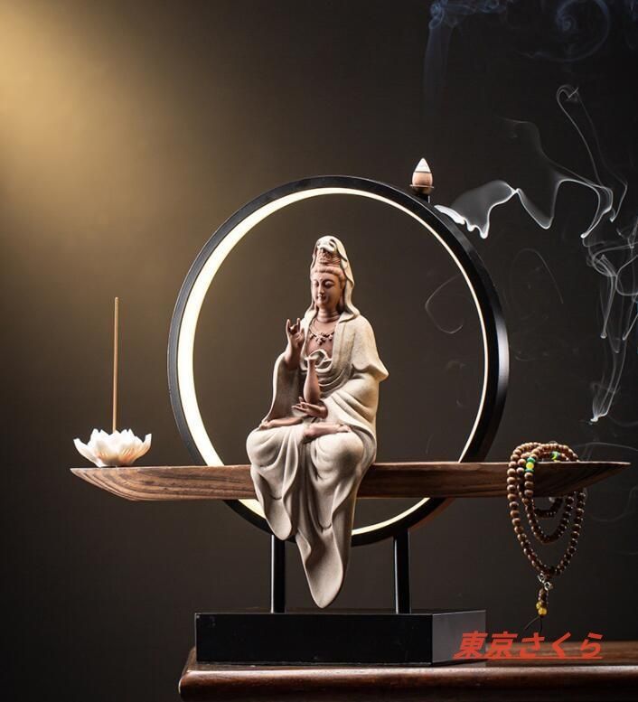 逆流香 禅 置物 観音仏像陶器 玄関リビング 町家アイデア 装飾品 仏教