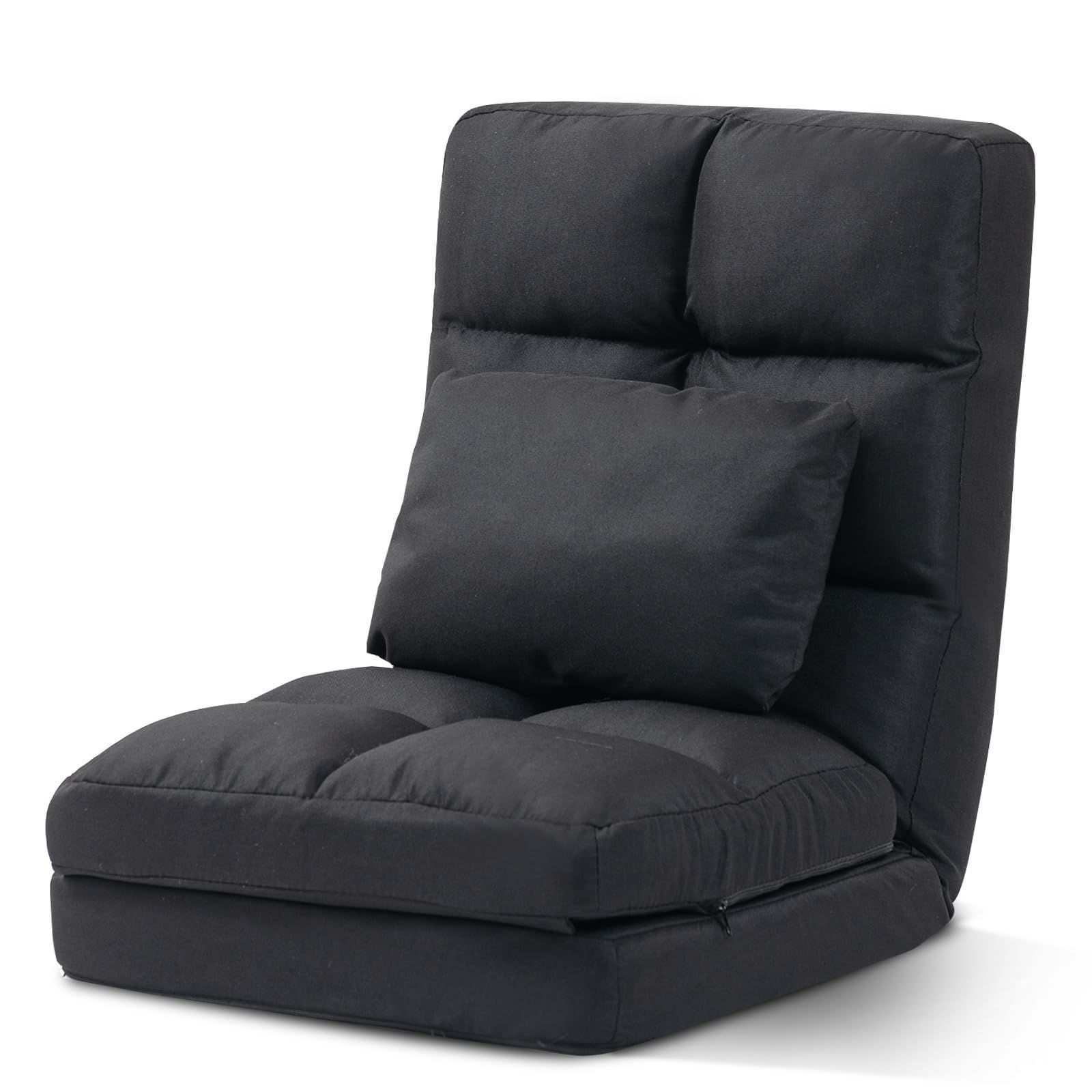 腰が痛くならない 寝れる椅子 ソファベッド 1人掛け フロアチェア 座椅子ソファー ハイバック 寝れる 折りたたみ コンパクト リクライニング クッション付き 座椅子 DeeLyan
