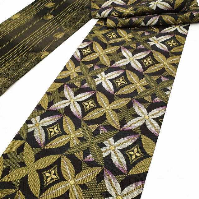 袋帯 京都 西陣 1873 正和 全通 グレー 名物裂 華文 中古 kp1297 袋帯 京都 西陣 1873 正和 全通 グレー 名物裂 華文 中古 kp1297
