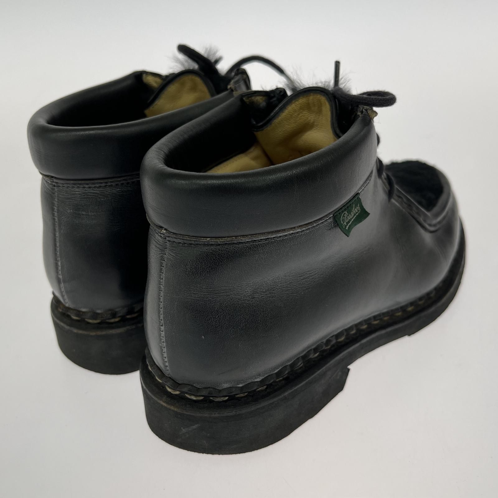 Paraboot パラブーツ ファー レザー ショートブーツ size16|ブラック