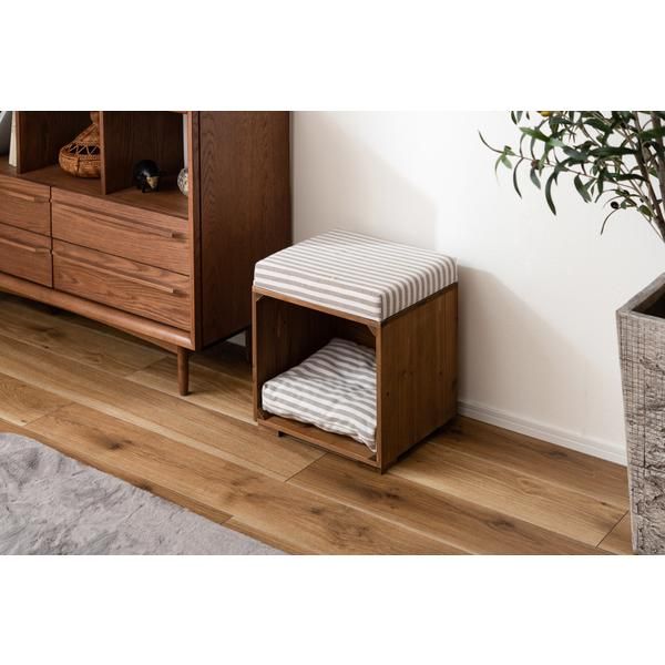 ペットスツール 椅子 腰掛け スツール 犬 イヌ 猫 ネコ 座布団 ストライプ ボーダー チェック 柄 デザイン ペットサークル ケージ ペット用品 インテリア azm-pet-169