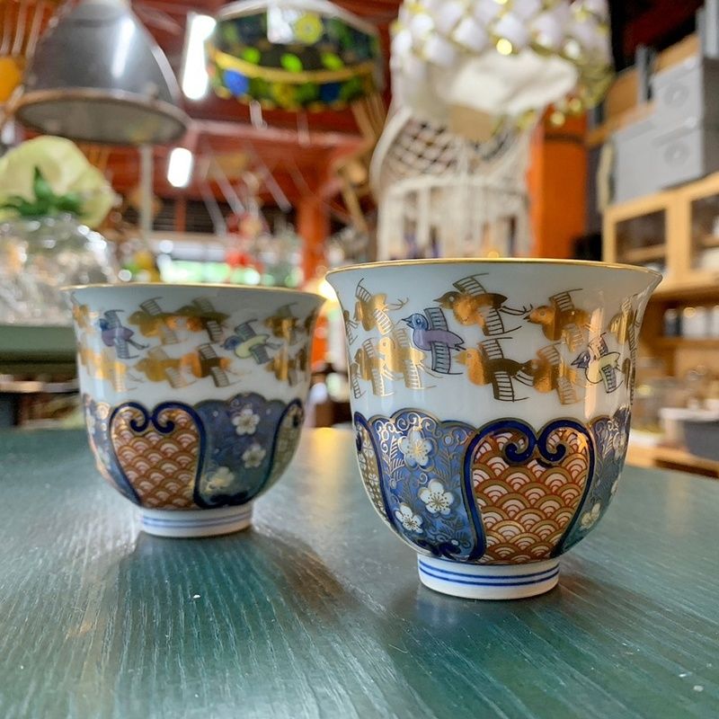 2170 其泉　賞美堂　金彩千鳥祥瑞　茶器セット　急須1客　湯呑5客 2170 其泉賞美堂金彩千鳥祥瑞茶器セット急須1客湯呑5客