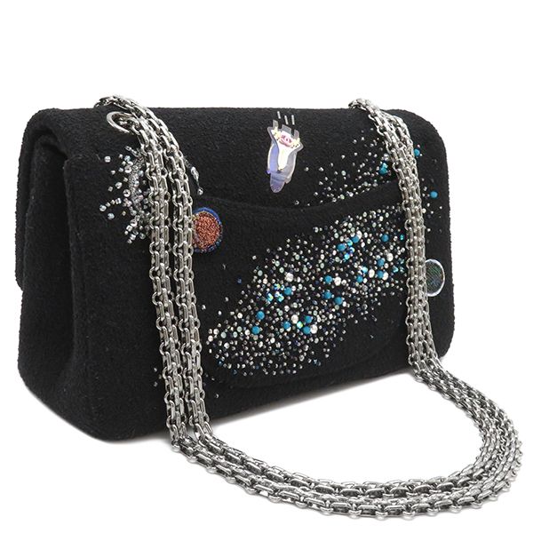 シャネル CHANEL ショルダーバッグ チェーン ツイード ブラック  