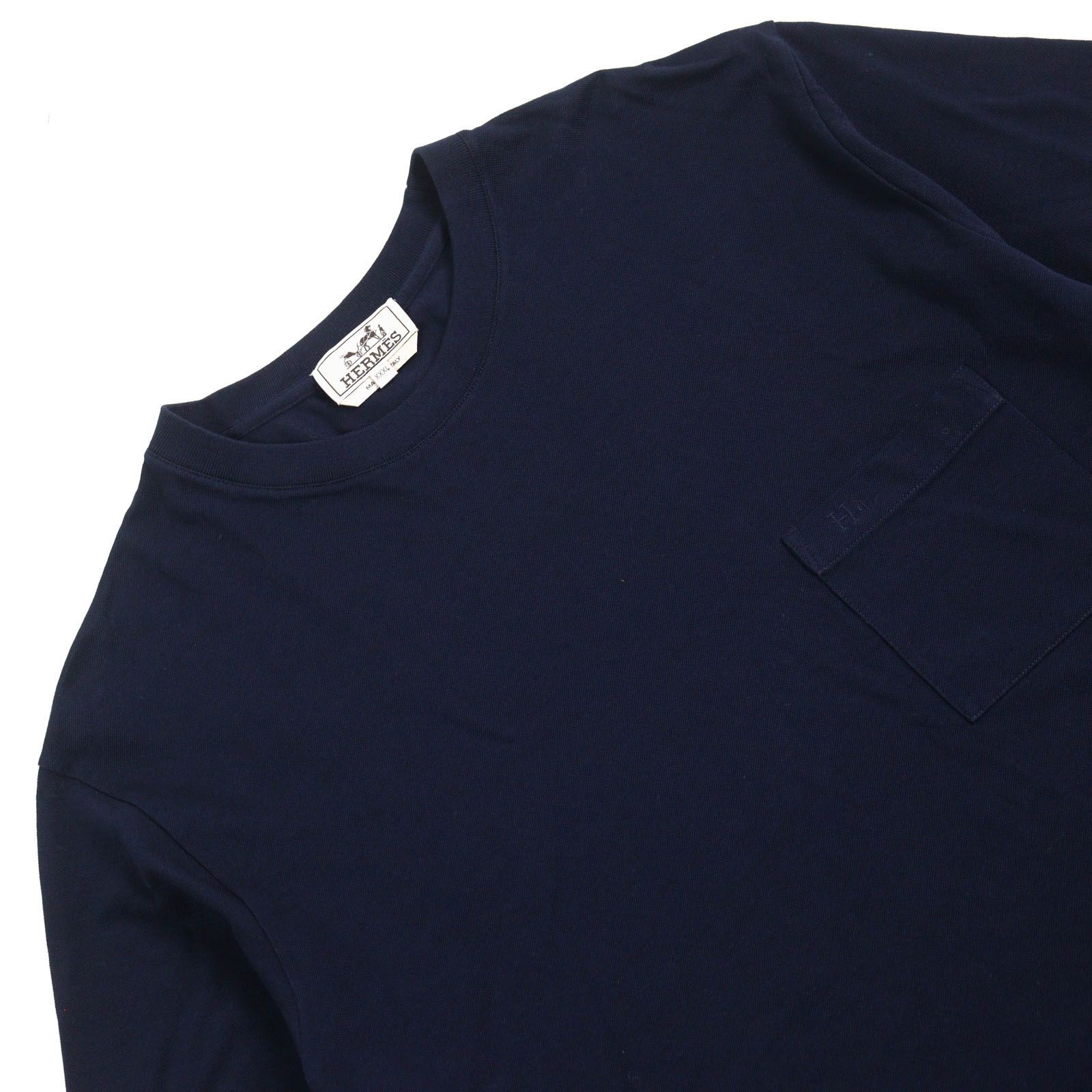 未使用品○HERMES エルメス 23SS コットン100% Hロゴ刺繍 ポケット付き  