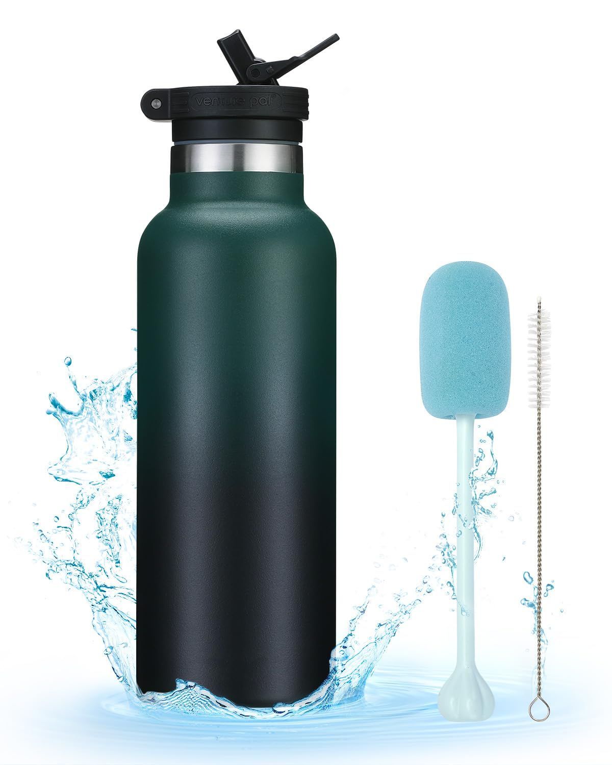 グリーンブラック BottHealth 保温 保冷 SUS316 ストロー 水筒 500ml ウォーターボトル 真空断熱 ステンレス 魔法瓶 軽量 持ち運び 漏れ防止 ボトル グラデーション つや消し マグカップ スポーツ アウトドア 登山用 キャンプ ランニ