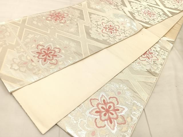 平和屋着物◎六通柄袋帯 唐織 牡丹 黒地 金銀糸 正絹 逸品 BAAU8630yc