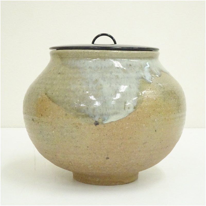 唐津焼 鏡山窯 井上東也造 斑唐津水指（共箱）水指し 茶道 茶道具