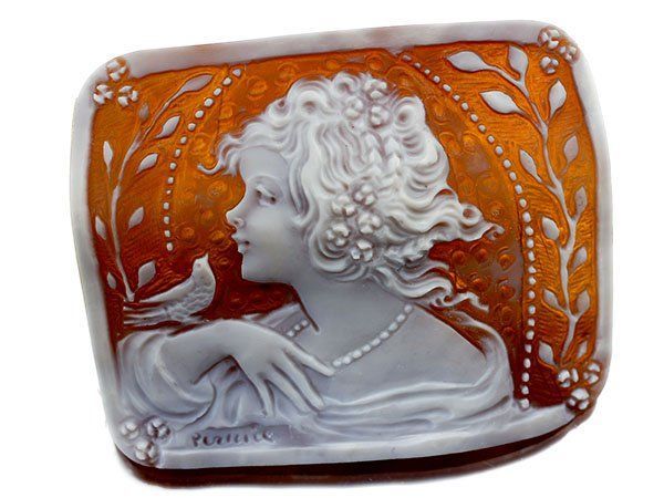 カメオ ファッション 【ジュエリー極】鳥と風景と福与かな貴婦人