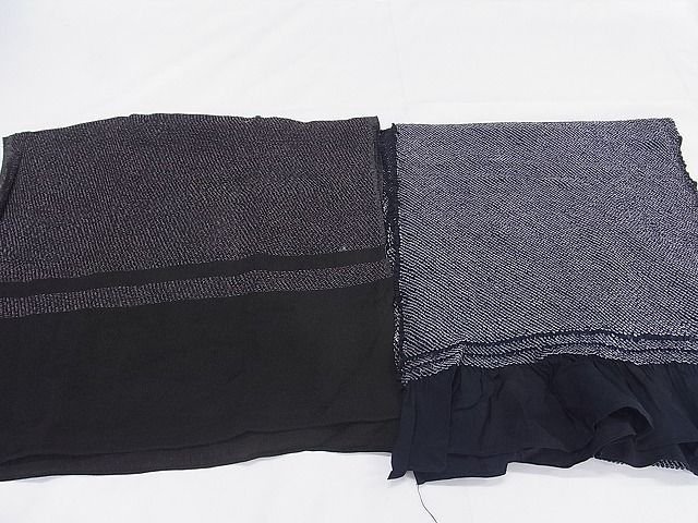 平和屋-こころ店男性　和装小物　兵児帯2点セット　総絞り　暗黒色　鉄紺　全て正絹　逸品　AAAF3476Bbo