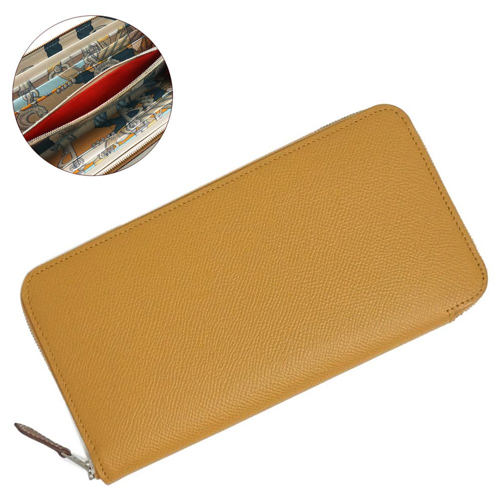 エルメス アザップ シルクイン ロング 財布 茶 アザップ ジップ