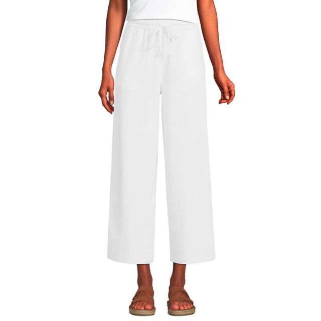 【送料無料】 ランズエンド レディース カジュアルパンツ ボトムス Women's Lands' End Sport Knit Pull-On Wide Leg Crop Pants White