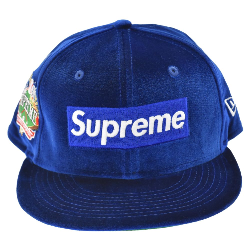 SUPREME シュプリーム 22AW ×New Era Velour box logo cap newera ニューエラベロアベースボールキャップ 帽子 ブルー