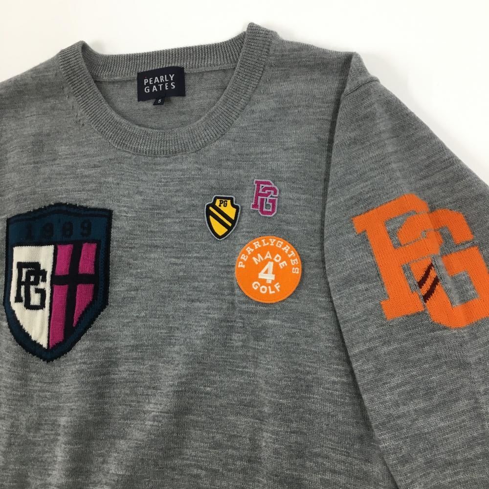 超美品】パーリーゲイツ セーター グレー 小売業者 刺しゅうワッペン