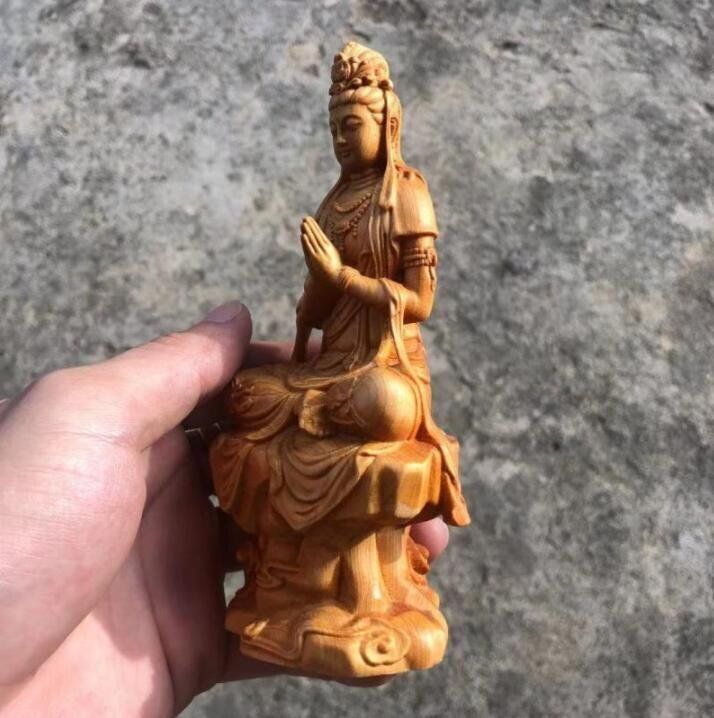 新入荷☆抜群 木製 　 仏像　置物　木彫り 雕刻、手作り工芸品、コレクションZYH-LL-603-101 新入荷☆自在観音菩薩 仏像 ツゲの木彫り天然木 職人手作り 工芸品