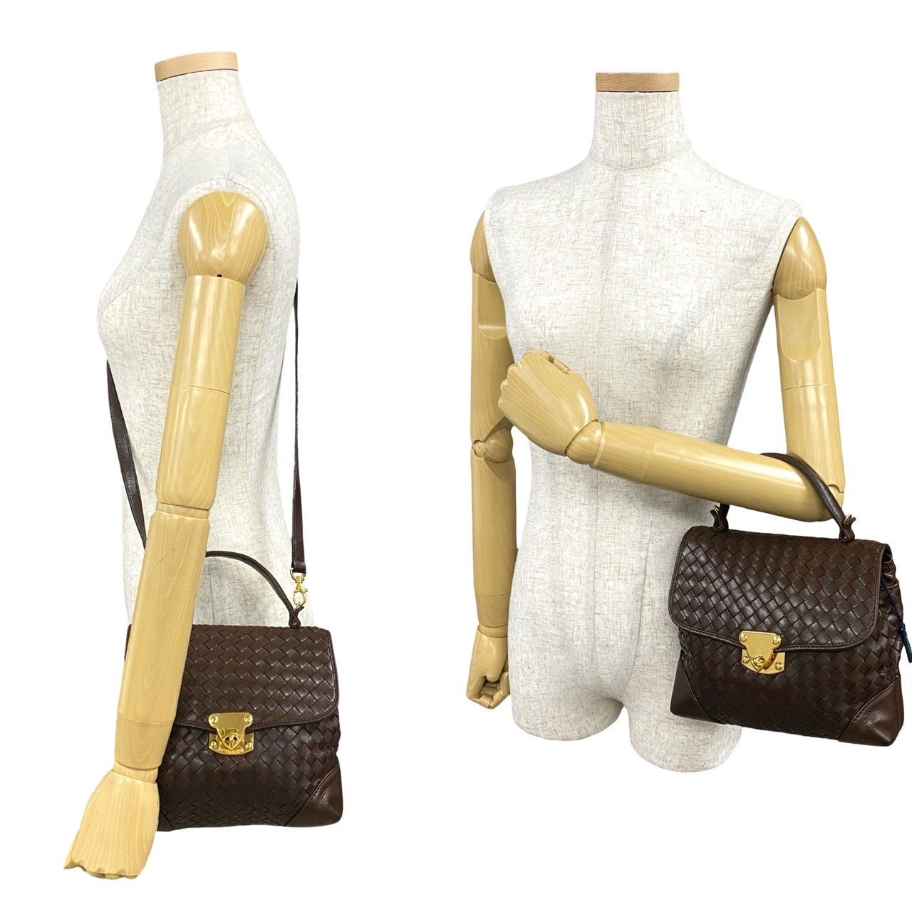 Vintage BOTTEGA VENETA イントレチャート ハンドバッグ 茶 極 美品 BOTTEGA VENETA ボッテガヴェネタ イントレチャート