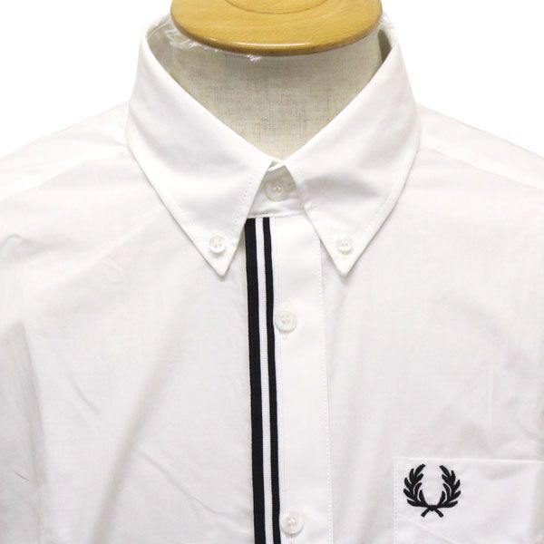 FRED PERRY (フレッドペリー) M8562 TAPED PLACKET SHIRT テーププラケットシャツ 全3色 FP376  129SNOWWHITE M