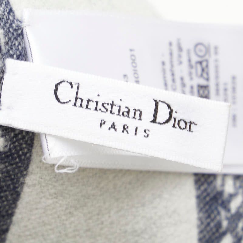 Christian Dior カシミヤ ストール ネイビー/ホワイト
