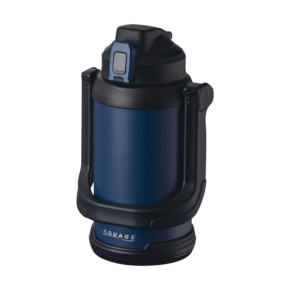 【数量限定】ネイビー ブルー インディゴ キズに強い ハンドル付き AQUAGE スポーツドリンク対応 広口 ワンタッチ 洗いやすい 大容量 アクアージュ 直飲み ジャグボトル ステンレス 真空断熱 保冷専用 ADJB-2000IB 2L 2リットル スポーツ