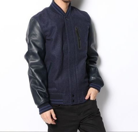 ナイキ DESTROYER JACKET メルトンXレザー スタジャン S メンズ