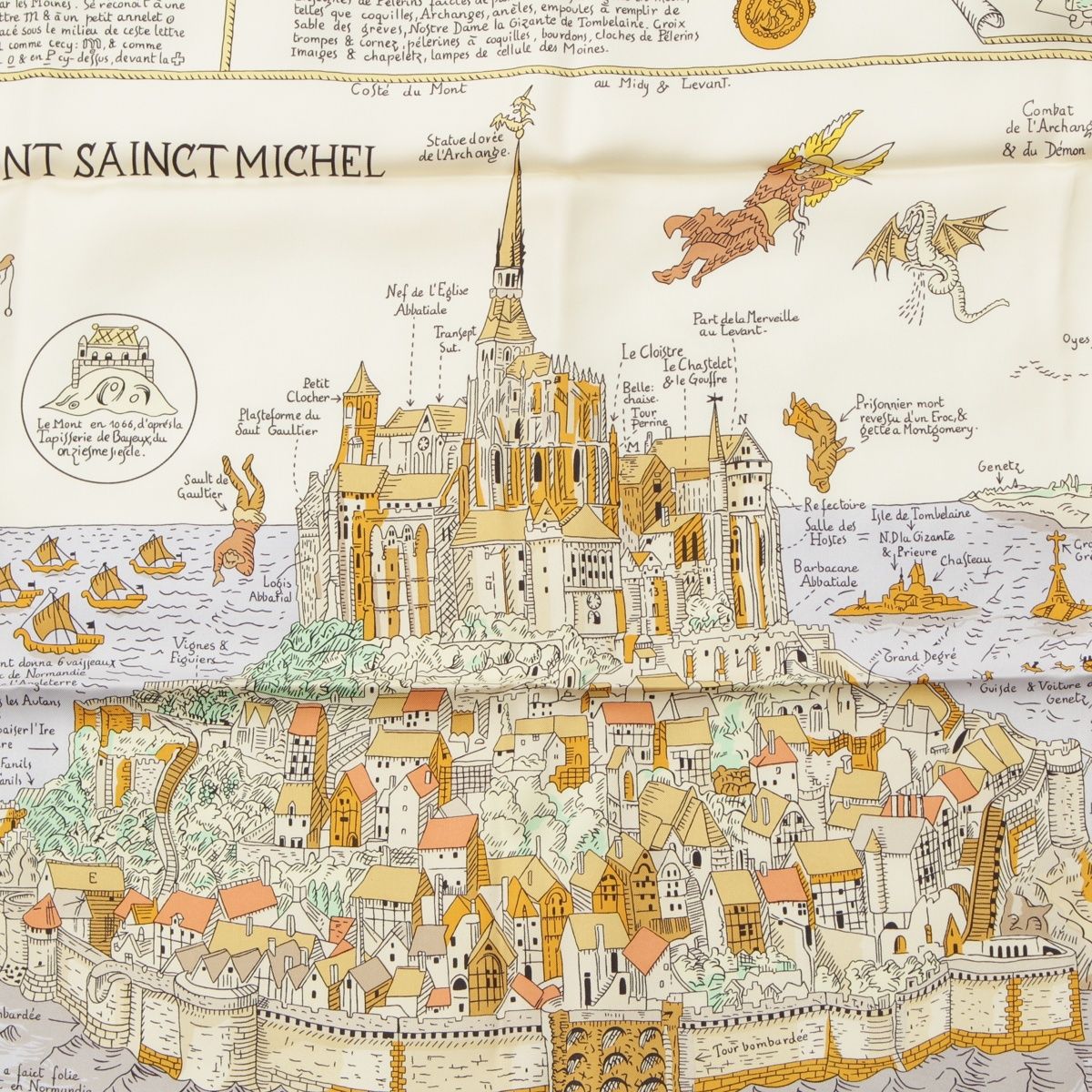 エルメス カレ90 MONT SAINCT MICHEL モンサンミッシェル シルク