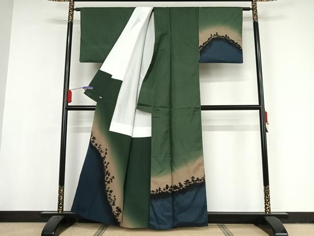 平和屋着物○上質な紬 木目文 正絹 逸品 AAAW4066np