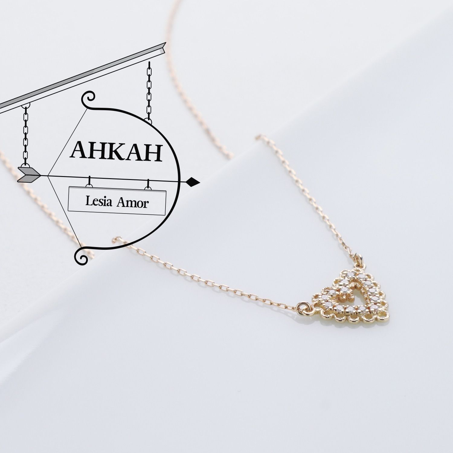 ◇極美品 AHKAH アーカー レーシアアモール ハートシェイプ ダイヤモンド 0.05ct ネックレス K18  イエローゴールド|mercariメルカリ官方指定廠商|Bibian比比昂代買代購