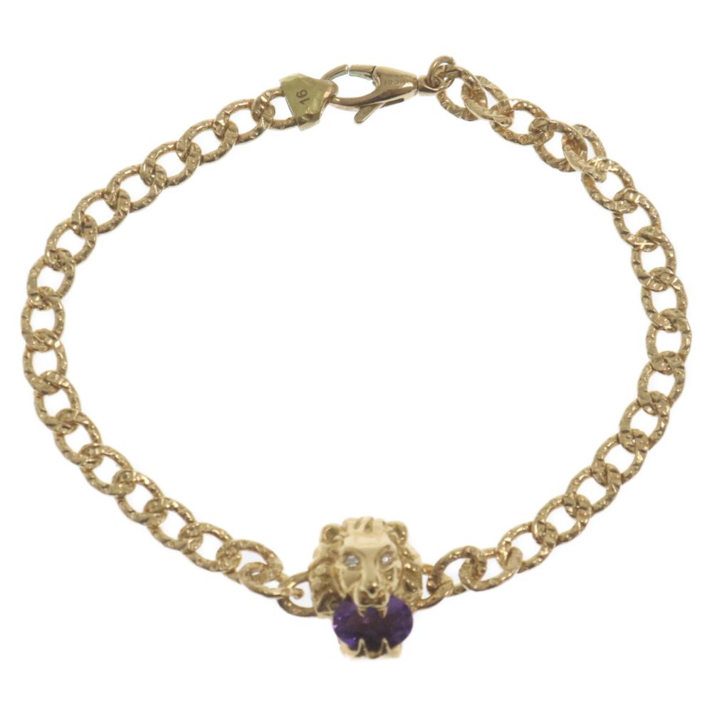 GUCCI (グッチ) K18YG Lion Head Bracelet with Amethyst ライオン
