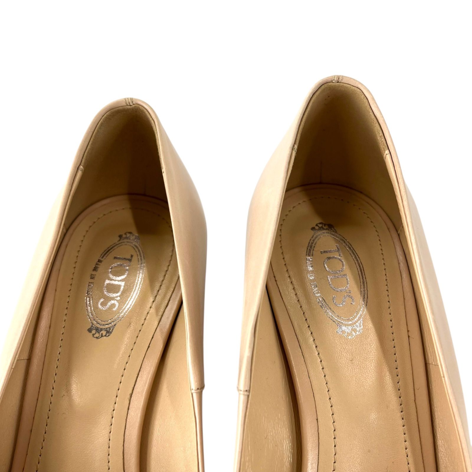 トッズ TOD'S 購入 オープントゥ ウェッジソール レザー パンプス 38