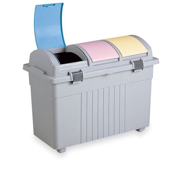 エコ3分別ゴミボックス/分別ゴミ箱  容量：約100L フタ付き 仕切板付き 市販45L用ポリ袋可 〔店舗 オフィス 施設〕